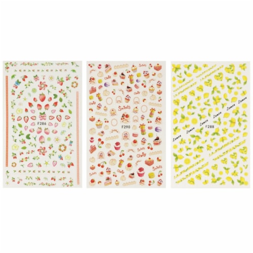 Wrapables 3 Sheets Lemon Fruit Cupcakes & Macaroons Nail Art Nail Stickers Perspective: left