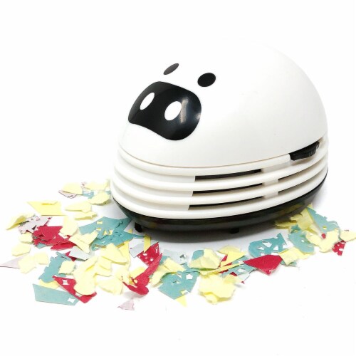 Wrapables Cute Portable Mini Vacuum Cleaner for Home and Office, White Piggy Perspective: left