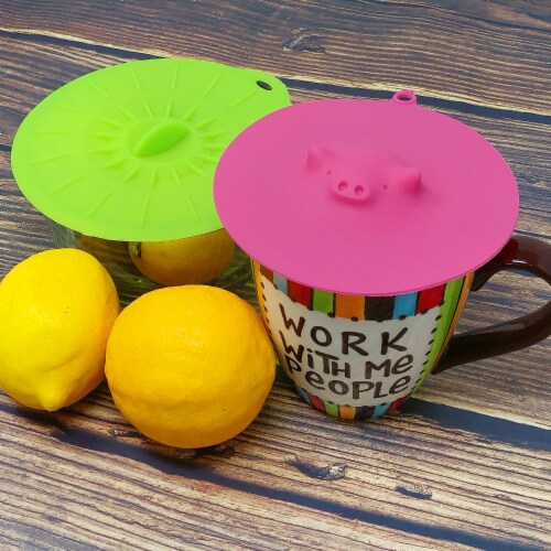 Wrapables Silicone Cup Lids, Anti-Dust Airtight Mug Covers for Hot and Cold Beverages (Set of 6) Cute Animal