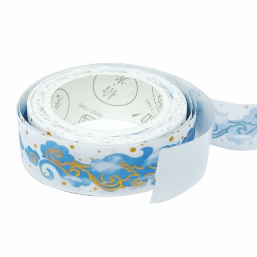Wrapables Poetic Picturesque Gold Foil Washi Masking Tape, 15mm x 5M, Clouds Perspective: left
