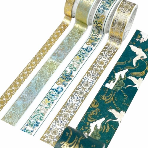 Wrapables Gold Foil Washi Tape in Gift Box Set (20 Rolls), Festive Cranes,  1 - City Market