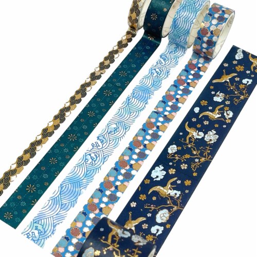 Wrapables Gold Foil Washi Tape in Gift Box Set (20 Rolls), Dancing Cranes Perspective: left