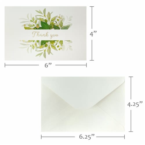 Wrapables Blank Thank You Cards with Envelopes for Special Events (Set of 4), Classic Floral Perspective: left