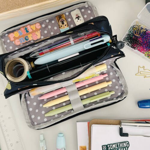 Wrapables Large Capacity 3 Compartment Pencil Pouch for Stationery Pens,  Stars, 1 Piece - Kroger