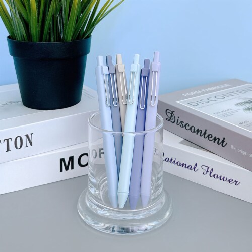 Wrapables Retractable Black Ink Gel Pens, 0.5mm Fine Point (Set of 6), Blue Perspective: left