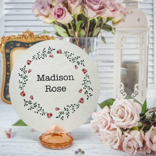 Wrapables Acrylic Diamond Place Card Holders for Weddings, Table Decor (12pcs), Rose Gold Perspective: left