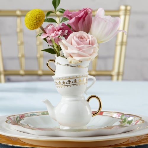 Kate Aspen Tea Time Whimsy Ceramic Bud Vase Medium 23247NA Medium Mariano s