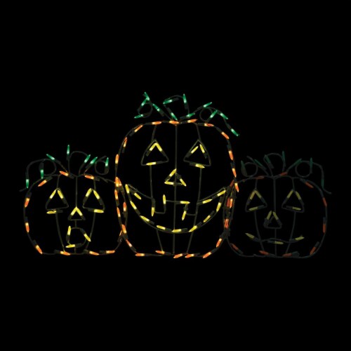 ProductWorks Pro Line LED Jack-O-Lanterns Halloween Yard Decoration Pumpkins Perspective: left