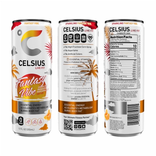 CELSIUS® Sparkling Fantasy Vibe Energy Drink Can Perspective: left
