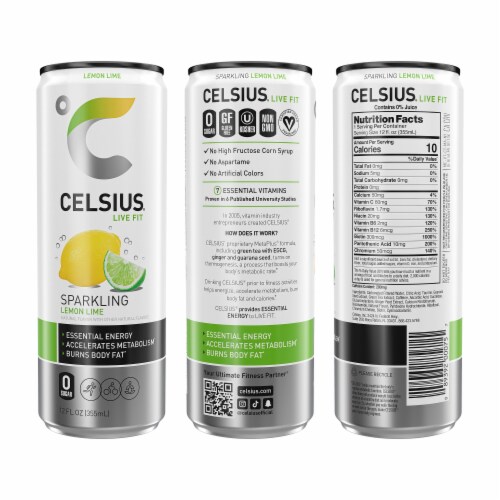 CELSIUS® Sparkling Lemon Lime Energy Drink Can Perspective: left