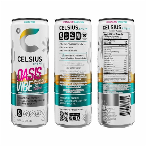 CELSIUS® Sparkling Oasis Vibe Energy Drink Can Perspective: left