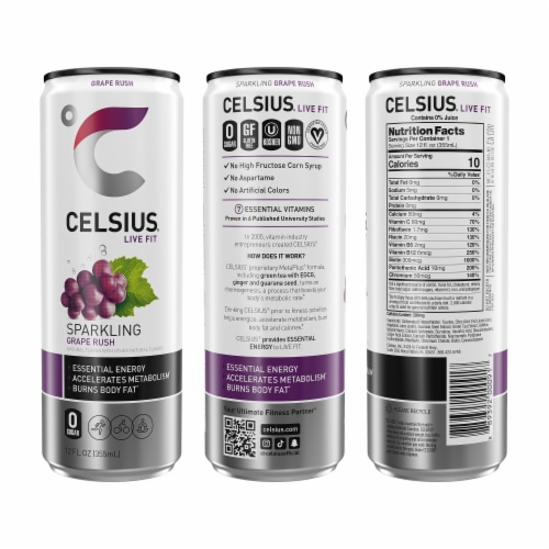 CELSIUS® Sparkling Grape Rush Energy Drink Can Perspective: left