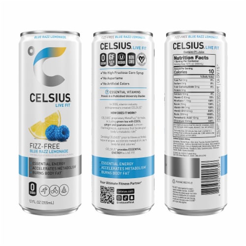 CELSIUS® Fizz Free Blue Razz Lemonade Energy Drink Can Perspective: left