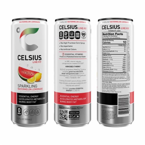 CELSIUS® Sparkling Watermelon Lemonade Energy Drink Can Perspective: left