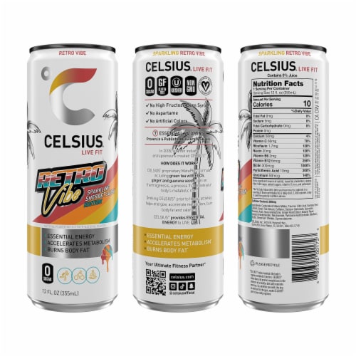 CELSIUS® Sparkling Retro Vibe Energy Drink Can Perspective: left