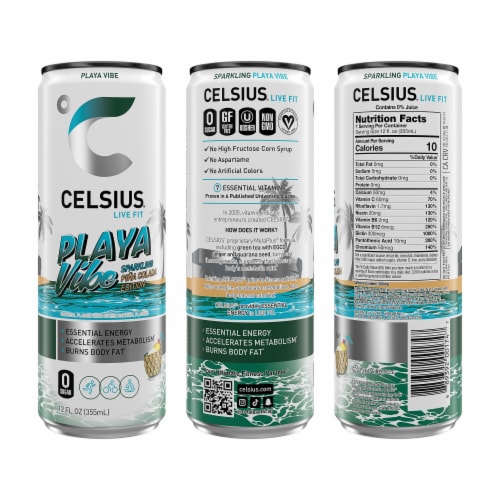 CELSIUS® Sparkling Playa Vibe Energy Drink Can Perspective: left