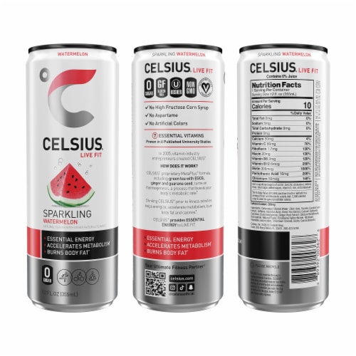 CELSIUS® Sparkling Watermelon Energy Drink Can Perspective: left
