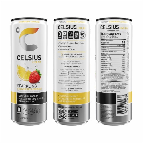 CELSIUS Sparkling Strawberry Lemonade Energy Drink Perspective: left