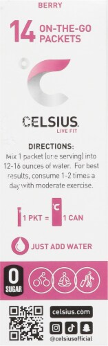 Celsius® Live Fit Berry Workout Supplement Perspective: left