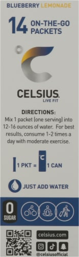 Celsius® Blueberry Lemon Paackets Perspective: left