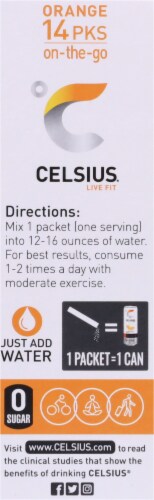 Celsius® Live Fit Orange Pre-Workout Formula Packets Perspective: left