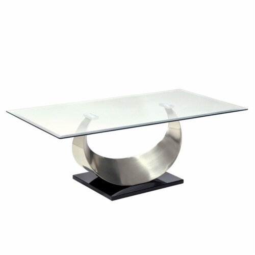 Furniture of America Suse Contemporary Metal 3-Piece Coffee Table Set in Silver Perspective: left