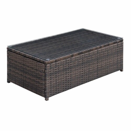 Furniture of America Daley Rattan 3-Piece Patio Sofa Set in Brown and Beige Perspective: left