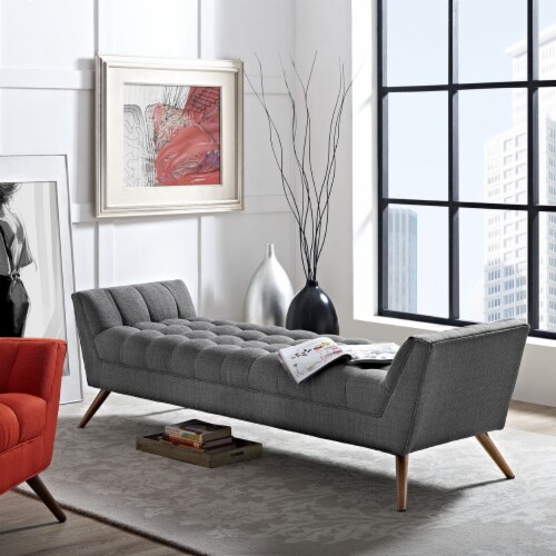 Response Upholstered Fabric Bench-EEI-1790 gray Perspective: left