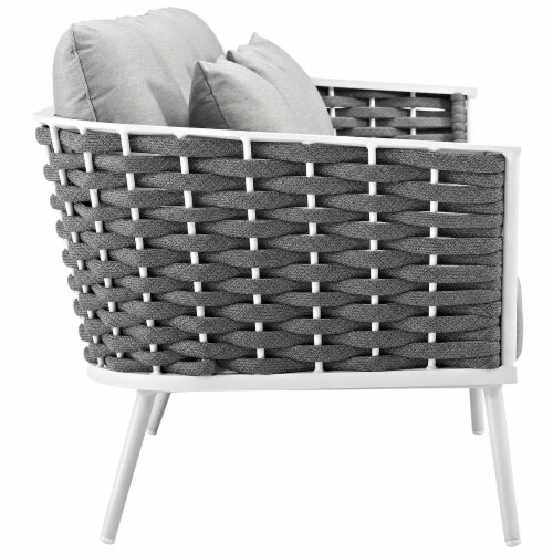 Stance 4 Piece Outdoor Patio Aluminum Sectional Sofa Set - White Gray Perspective: left