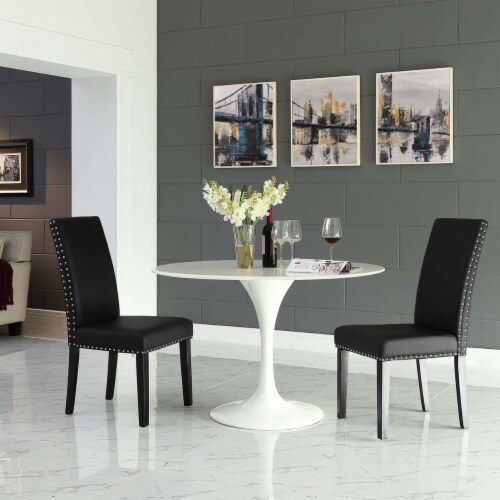 Parcel Dining Side Chair Vinyl Set of 2 - Black Perspective: left
