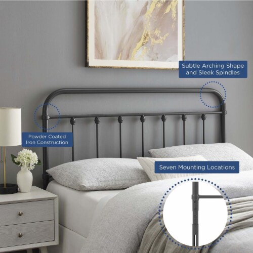 Modway Sage Metal Headboard Farmhouse Style Height Adjustable