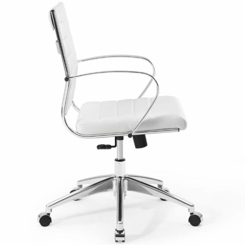 Modway Jive Mid Back Ribbed Faux Leather Office Swivel Chair in White Perspective: left