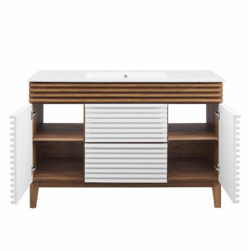 Render 48 Single Sink Bathroom Vanity, White Walnut White, 1 unit