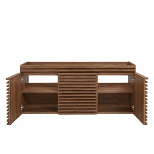 Render 48 Wall-Mount Bathroom Vanity Cabinet-EEI-5867-CHA walnut Perspective: left