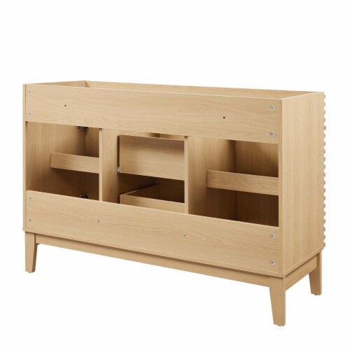 Render 48 Double Bathroom Vanity Cabinet-EEI-4342-OAK Perspective: left
