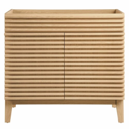 Render 36 Bathroom Vanity Cabinet, Oak Perspective: left