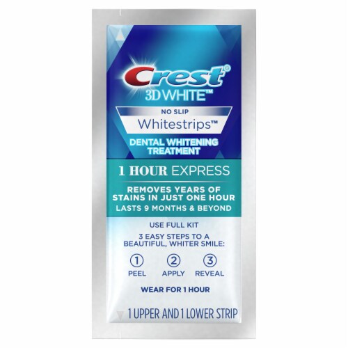 Crest 3D White Whitestrips 1 Hour Express Teeth Whitening Kit, 7 Treatments Perspective: left