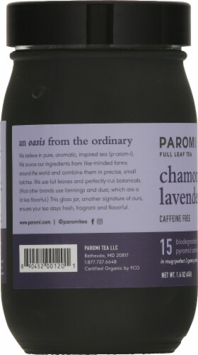 Paromi Chamomile Lavender Rooibos Full Leaf Tea Sachets Perspective: left