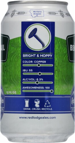 Red Lodge Ales Bent Nail IPA Beer Perspective: left