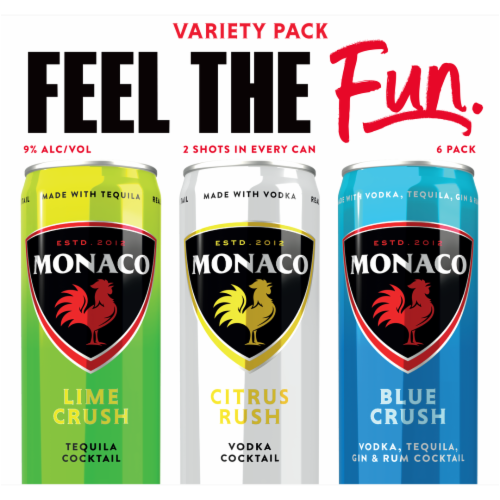 Monaco Crush Feel the Fun Ready to Drink Cocktail Variety Pack Perspective: left