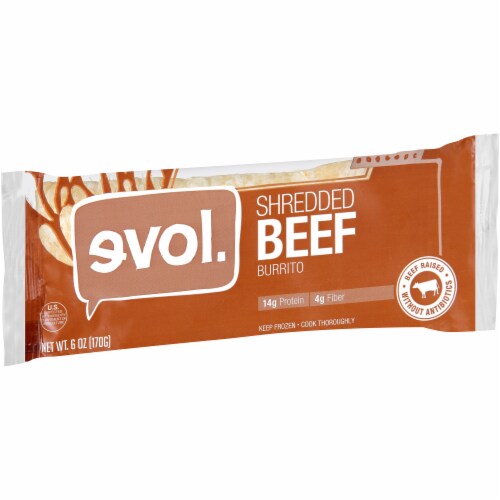 Evol Shredded Beef Burrito Perspective: left
