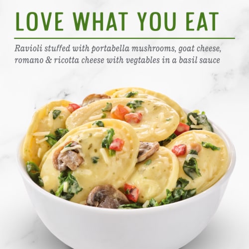 Evol Portabella And Goat Cheese Ravioli Frozen Meal Perspective: left