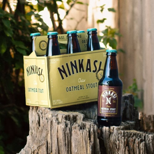 Ninkasi Brewing Company Oatis Oatmeal Stout Craft Beer Perspective: left