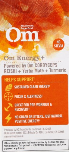 Om Organic Mushroom Nutrition Citrus Orange Energy Stick Packets Perspective: left