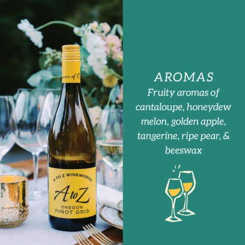 A to Z Wineworks Pinot Gris Oregon White Wine Perspective: left