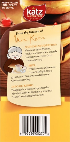 Katz Gluten Free Chocolate Frosted Donuts Perspective: left