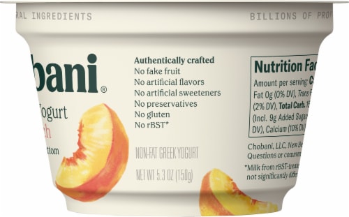 Chobani® Peach on the Bottom Nonfat Greek Yogurt Cup Perspective: left