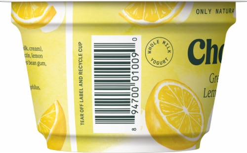 Chobani® Whole Milk Lemon & Cream Greek Yogurt Cup Perspective: left