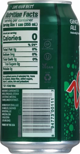 Zevia® Ginger Ale Zero Calorie Soda Cans Perspective: left