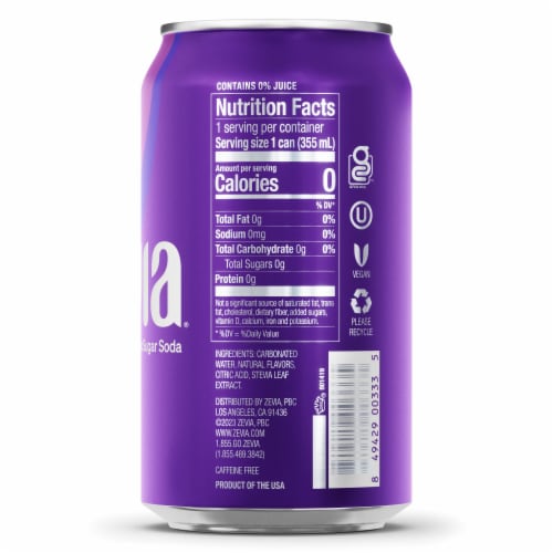 Zevia® Grape Zero Calorie Soda Cans Perspective: left